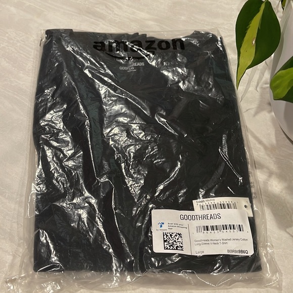 NWT Goodthreads Women's Large Washed Jersey 100% Cotton Long Sleeve VNeck TShirt - Picture 5 of 5